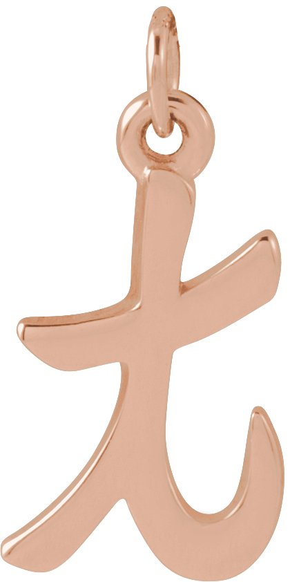 14K Gold Initial T Petite Necklace or Pendant - Rose Gold