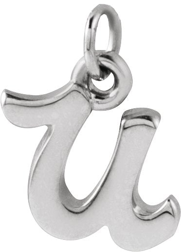 14K Gold Initial U Petite Necklace or Pendant - White Gold