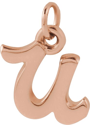 14K Gold Initial U Petite Necklace or Pendant - Rose Gold