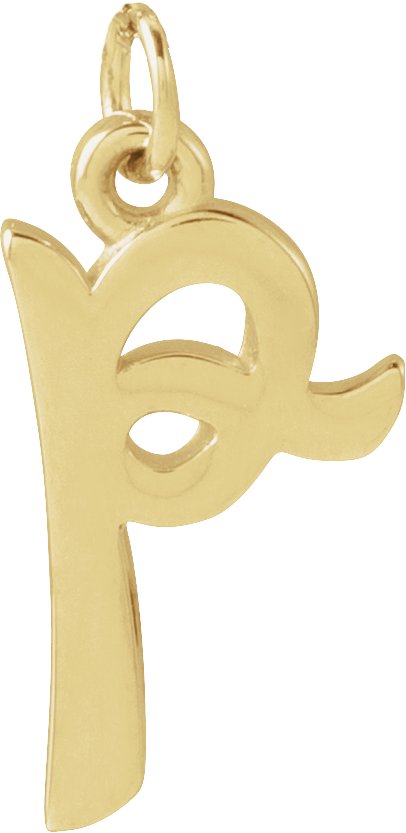 14K Gold Initial P Petite Necklace or Pendant - Yellow Gold