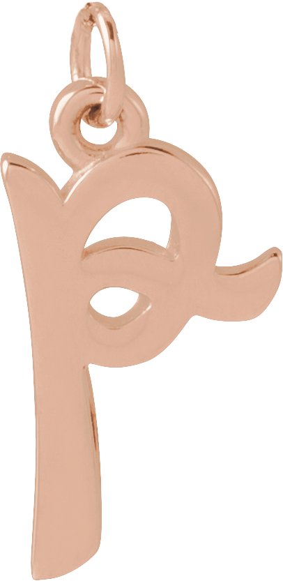 14K Gold Initial P Petite Necklace or Pendant - Rose Gold