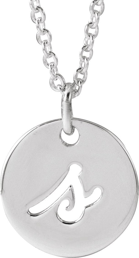 Platinum Initial S Script Necklace or Pendant