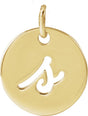 14K Gold Initial S Script Necklace or Pendant - Yellow Gold