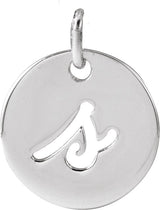 14K Gold Initial S Script Necklace or Pendant - White Gold