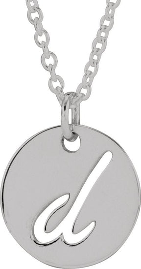 14K Gold Initial D Script Necklace or Pendant - White Gold