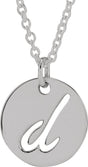 14K Gold Initial D Script Necklace or Pendant - White Gold