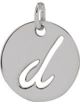 Platinum Initial D Script Necklace or Pendant