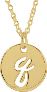 14K Gold Initial Q Script Necklace or Pendant - Yellow Gold