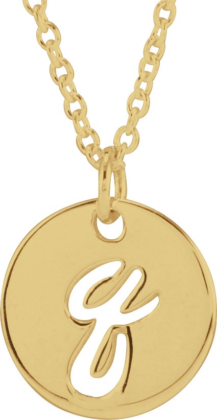 14K Gold Initial Q Script Necklace or Pendant - Yellow Gold