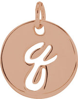 14K Gold Initial Q Script Necklace or Pendant - Rose Gold