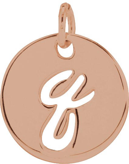 14K Gold Initial Q Script Necklace or Pendant - Rose Gold