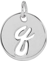 14K Gold Initial Q Script Necklace or Pendant - White Gold