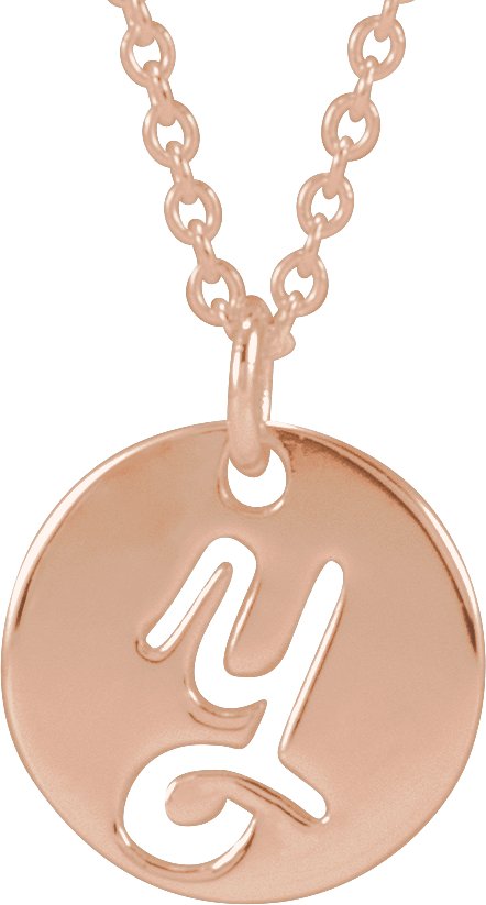 14K Gold Initial Y Script Necklace or Pendant - Rose Gold