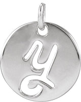 14K Gold Initial Y Script Necklace or Pendant - White Gold
