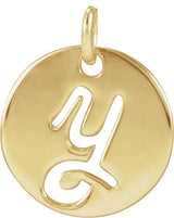 14K Gold Initial Y Script Necklace or Pendant - Yellow Gold