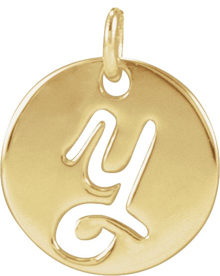 14K Gold Initial Y Script Necklace or Pendant - Yellow Gold