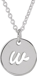 Platinum Initial W Script Necklace or Pendant