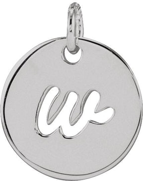 Platinum Initial W Script Necklace or Pendant