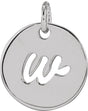 Platinum Initial W Script Necklace or Pendant