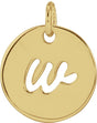 14K Gold Initial W Script Necklace or Pendant - Yellow Gold