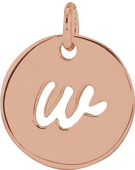 14K Gold Initial W Script Necklace or Pendant - Rose Gold