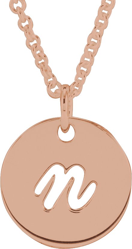 14K Gold Script Initial Necklace or Pendant - Rose Gold
