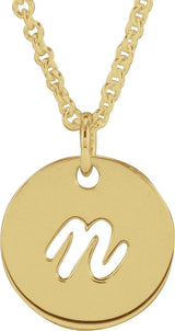 14K Gold Script Initial Necklace or Pendant - Yellow Gold