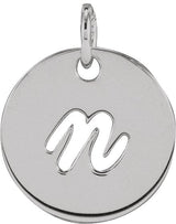 14K Gold Script Initial Necklace or Pendant - White Gold