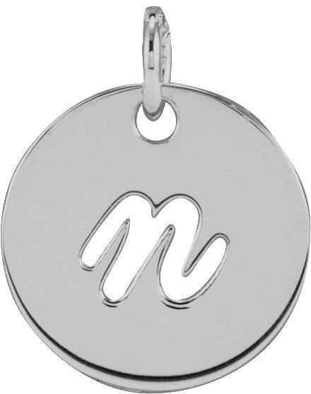 14K Gold Script Initial Necklace or Pendant - White Gold