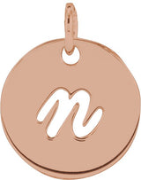 14K Gold Script Initial Necklace or Pendant - Rose Gold