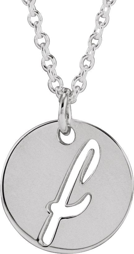 Platinum Initial F Script Necklace or Pendant