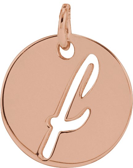 14K Gold Initial F Script Necklace or Pendant - Rose Gold