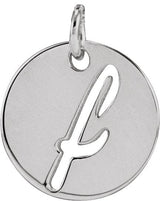 Platinum Initial F Script Necklace or Pendant