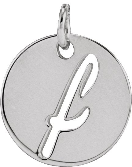 Platinum Initial F Script Necklace or Pendant