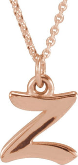 14K Gold Initial Z Petite Necklace or Pendant - Rose Gold