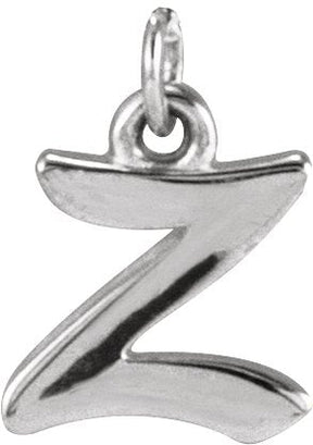 14K Gold Initial Z Petite Necklace or Pendant - White Gold