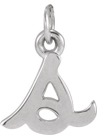 14K Gold Initial S Petite Necklace or Pendant - White Gold