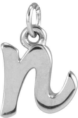 14K Gold Petite Initial Necklace or Pendant - White Gold