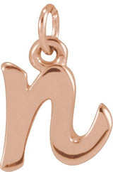 14K Gold Petite Initial Necklace or Pendant - Rose Gold