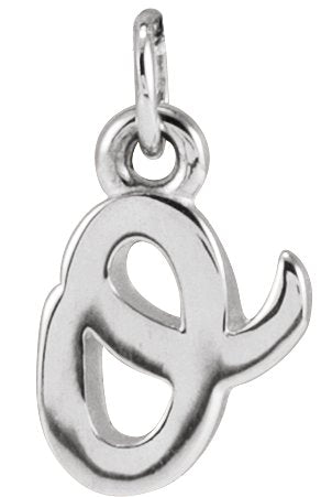 14K Gold Initial O Petite Necklace or Pendant - White Gold
