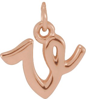 14K Gold Initial V Petite Necklace or Pendant - Rose Gold