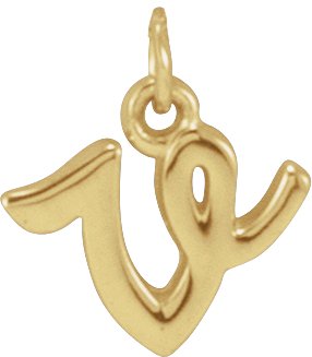 14K Gold Initial V Petite Necklace or Pendant - Yellow Gold