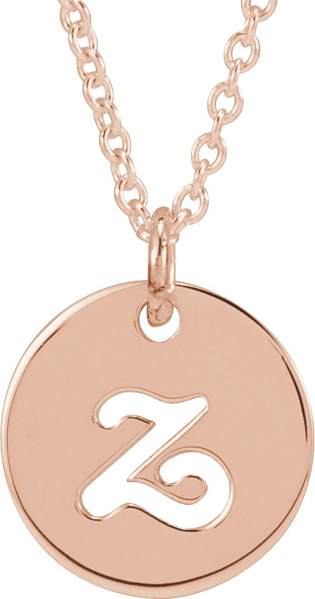 14K Gold Initial Z Script Necklace or Pendant - Rose Gold