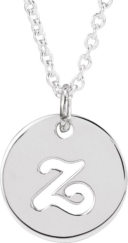 Platinum Initial Z Script Necklace or Pendant