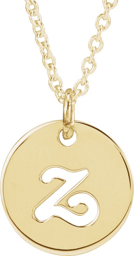 14K Gold Initial Z Script Necklace or Pendant - Yellow Gold