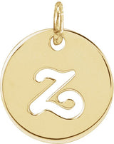 14K Gold Initial Z Script Necklace or Pendant - Yellow Gold