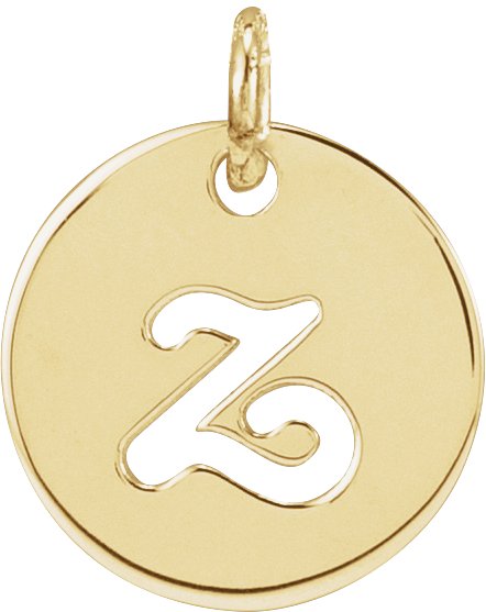 14K Gold Initial Z Script Necklace or Pendant - Yellow Gold