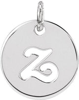 Platinum Initial Z Script Necklace or Pendant