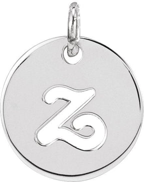 Platinum Initial Z Script Necklace or Pendant