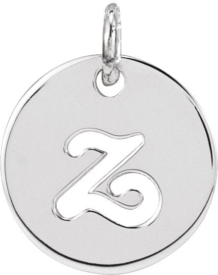Platinum Initial Z Script Necklace or Pendant